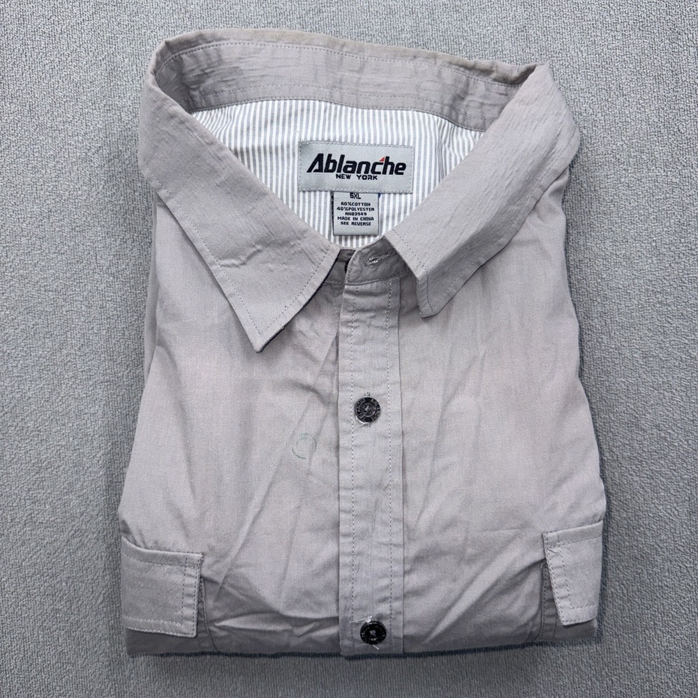 Ablanche New York Men's 5XL Short Sleeve Button‎ Up Shirt Blue